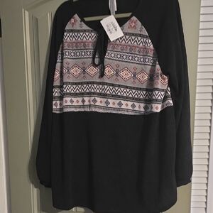 Honeyme Black and Gray Patterned Sweatshirt